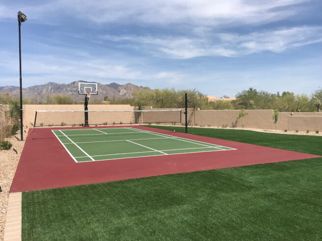 Pickleball Court and Basketball Net